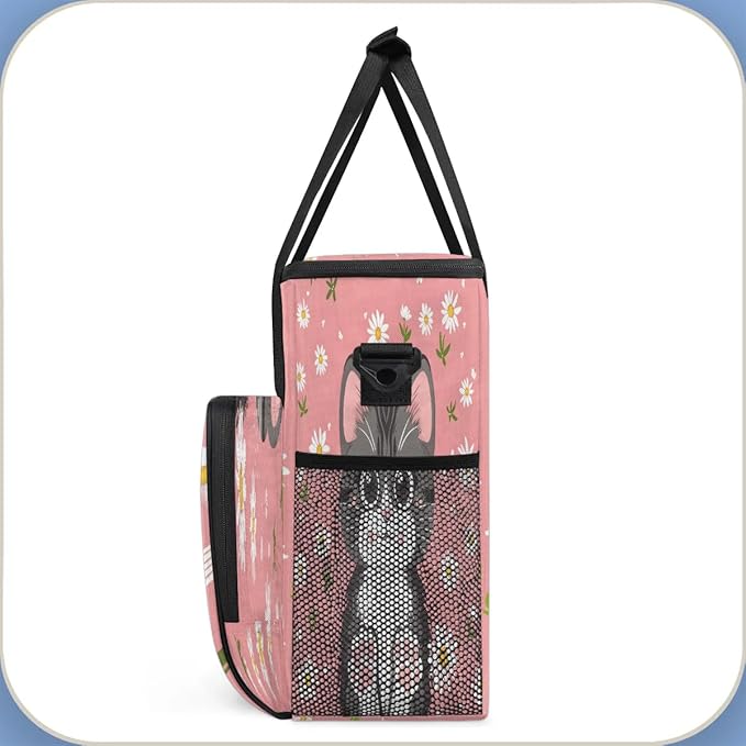 Cat and Daisy Coffee Maker Carrying Bag for Keurig K-Mini or K-Mini Plus Storage Portable Coffee Maker Travel Bag
