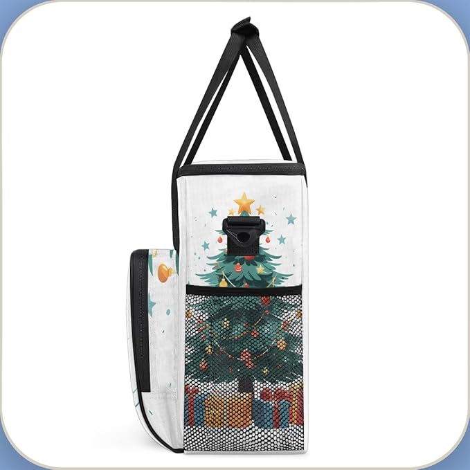 Christmas Gift Coffee Maker Carrying Bag Retro Tree Travel Storage Bag Compatible with K-Mini or K-Mini Plus Single Serve Coffee Brewer Carrying Case with Multiple Pockets &amp Shoulder Strap