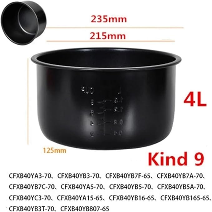 Electric Rice Cooker Inner Pot Compatible for SUPOR Electric Pressure Cooker Inner Pot 2.5L/3L/4L/5L/6L Non Stick Pot Inner Pot (Multiple Kind 9(4L))
