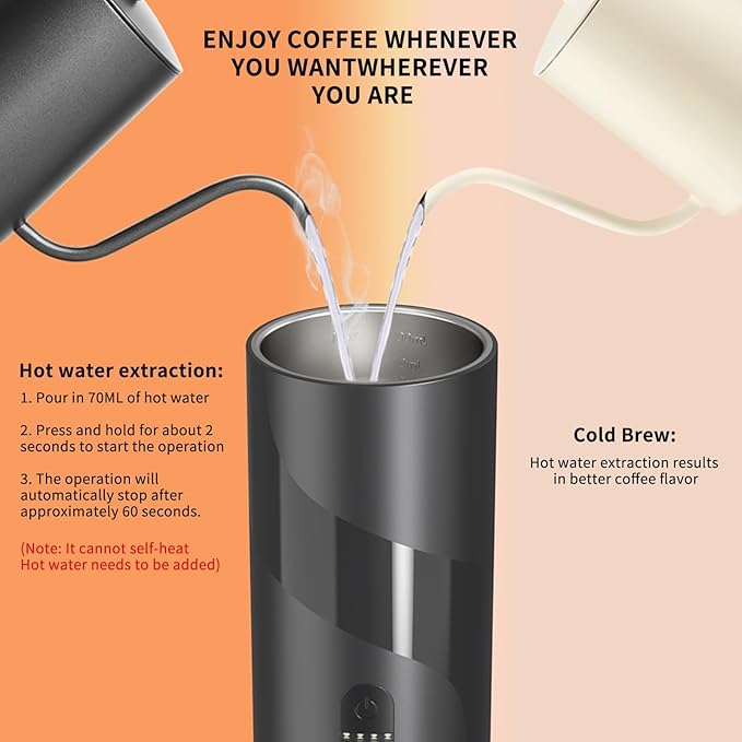 Portable Coffee MachineRechargeable Cafetière Portable de Voyage with USB-C 20bar Electric Coffee Maker for Camping &amp Travel 3-in-1 Car Coffee Maker Compatible with Coffee Grounds&ampCapsule