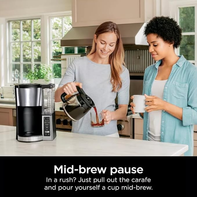 Niinjaa 12 Cup Programmable Coffee Brewer 2 Brew Styles Adjustable Warm Plate 60 oz Water Reservoir Delay Brew color Black/Stainless Steel (model CE 251)