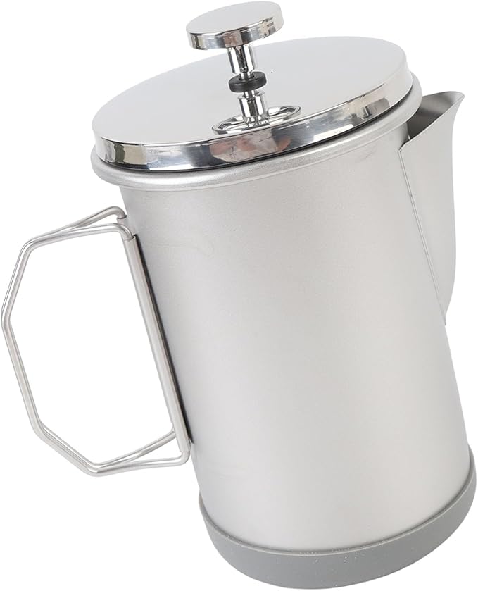 12oz French Press Coffee Maker Portable Stainless Steel 1000ml Hand Brewed Teapot - Durable 304 Steel Multi - Function Filter Ideal for Camping and Travel (Silver)