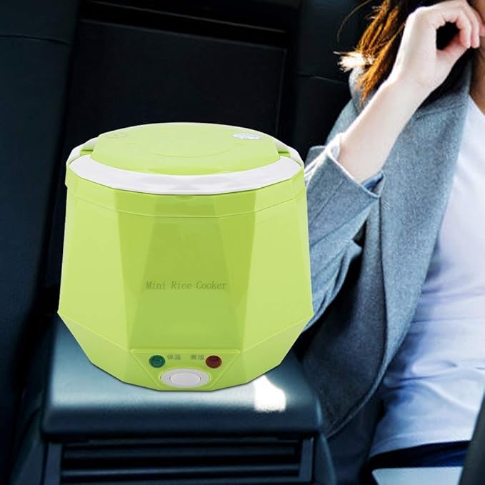 1.3 Liter Portable Car Electric Rice Cooker Food Steamer 12V 100W Portable Electric Rice Cooker Electric Rice Cooker Electric Food Steamer Car Steamer for Coach Travel Camping (Green)