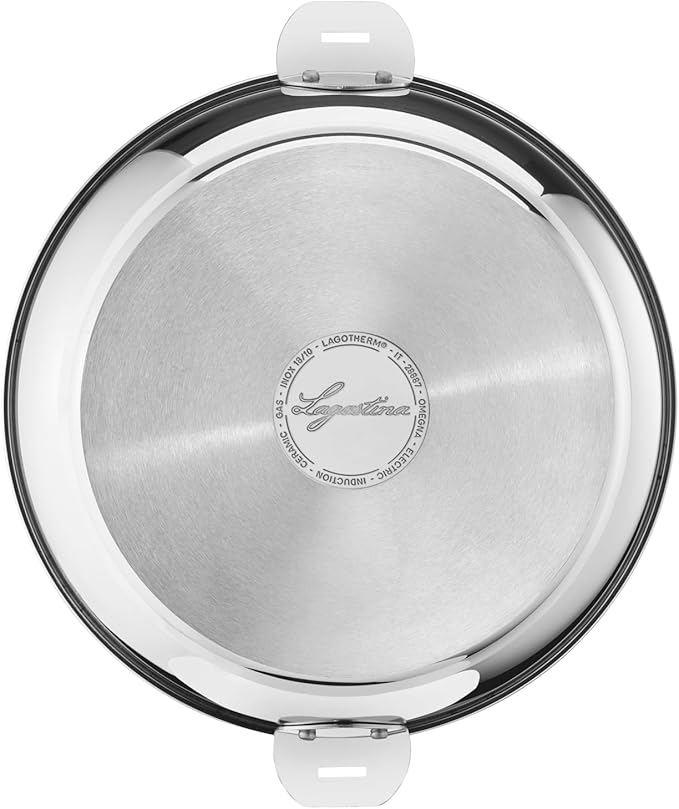 Lagostina Salvaspazio 3 Stainless Steel Saucepans 18/10 + Removable Black Handle 4 Pieces Induction Gas and Oven Diameter 16 18 and 20 cm Stackable and Easy to Store 3 Layer Bottom