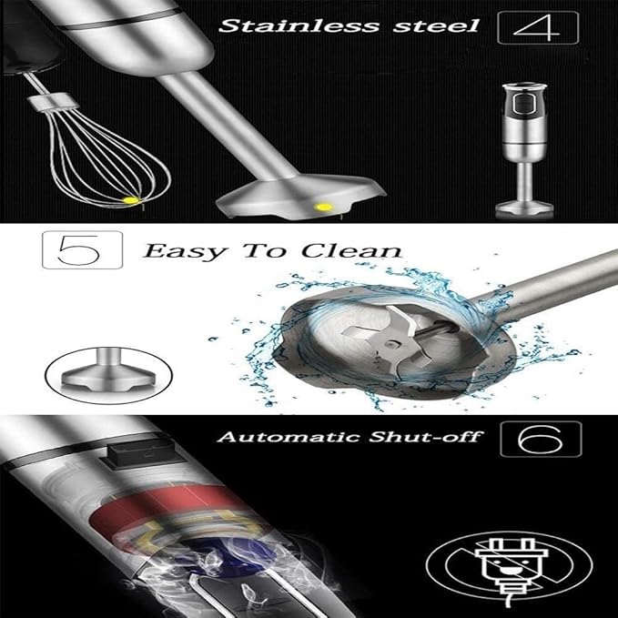 Immersion Blender 600W 2-Speed Hand Blender Hand Blender Set Includes Stainless Steel Stick Blender Chopper Beaker Whisk