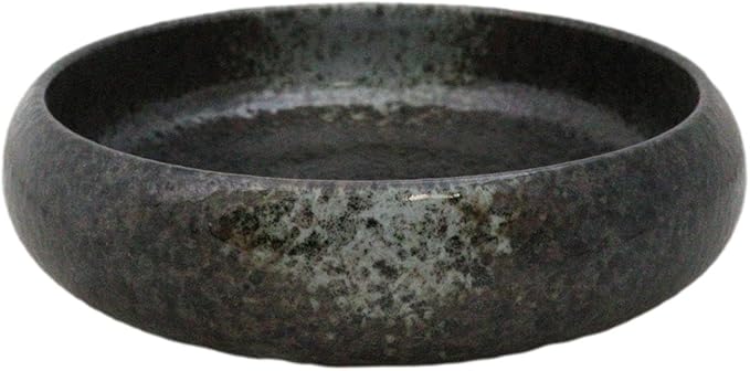 Ebros Gift Artistic Charcoal Grey Tone Hakumu Porcelain Collection Dinnerware Serveware Kitchenware Set Asian Japanese Restaurant Supply (Pack of 6 Round Appetizer Salad Banchan Deep Dish Plates)