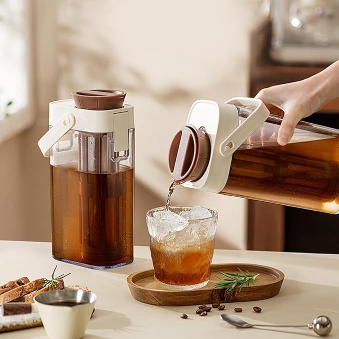 watchget Cold Brew Coffee Maker 1000ml/35oz Iced Tea and Coffee Brewer with Removable 350 Mesh Filter Portable Space-saving and Airtight Seal Pitcher for Home and Garden