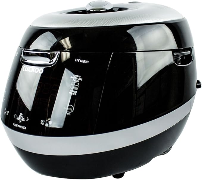 CUCKOO CRP-HY1083F | 10-Cup (Uncooked) Induction Heating Pressure Rice Cooker | 13 Menu Options Auto-Clean Voice Navigation Stainless Steel Inner Pot Made in Korea | Black
