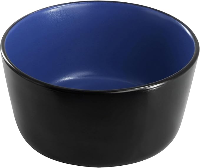 16 Piece Stoneware Dinnerware Set – Two-Tone Plates Bowls &amp Mugs for 4 Modern Matte Finish Microwave &amp Dishwasher Safe (Black/Blue)