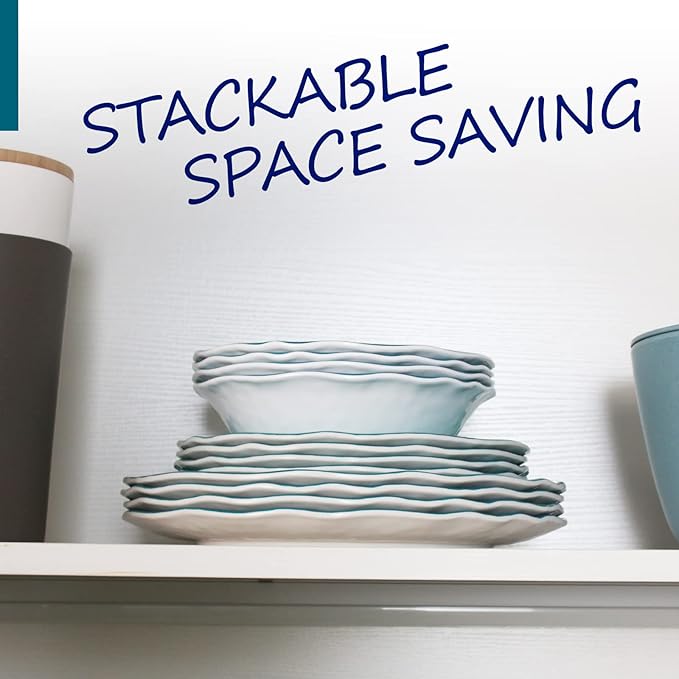 Melamine Dinnerware Set for 4-16 Pcs:Camping Dishes Set with Dinner PlatesSalad PlatesBowls and Cups.Lightweight and Unbreakable.Indoor and Outdoor Use.