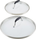 Anolon Advanced Home Glass Lids Stainless Steel and Silicone Handles 2 Piece 10 Inch and 12 Inch Lid Set Onyx
