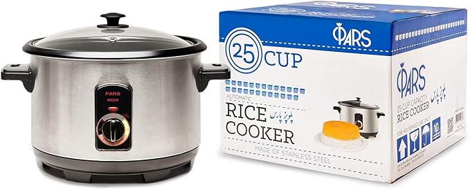 Pars Automatic Persian Rice Cooker - Tahdig Rice Maker Perfect Rice Crust 25 Cup