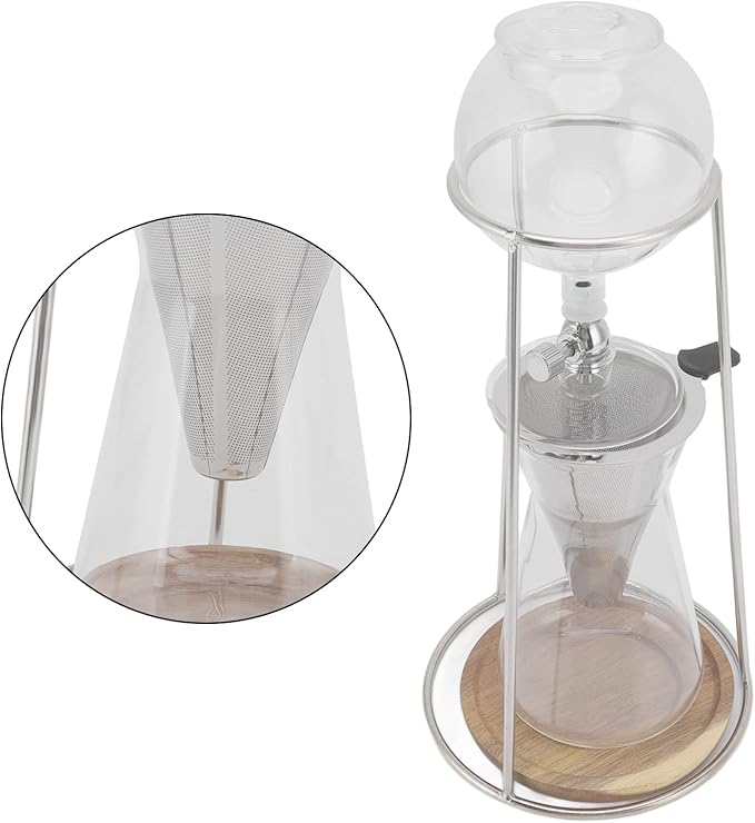 Drip Tower Coffee MakerLarge Capacity Reusable Glass Iced Coffee Maker Iced Tea Maker for Cafe Home Kitchen
