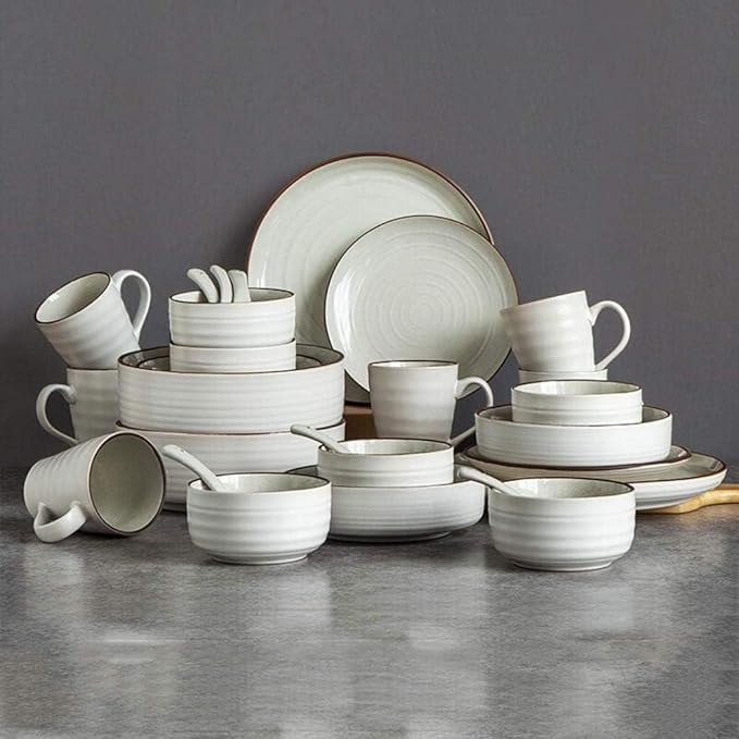 Dinnerware Set Dinnerware Sets Vintage Gray Ceramics Dinner Sets Of 28 Pieces Plates Bowls Combination