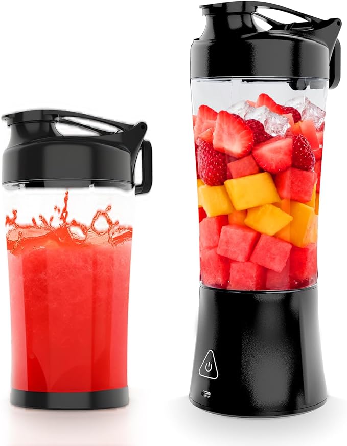 Portable Smoothie BlenderCordless Blender Bottle Electric24oz. VesselUSB-C Rechargeable portable juicer Electric Protein Shaker Bottles with Leakproof Lid Ideal for Shakes and Frozen Drinks
