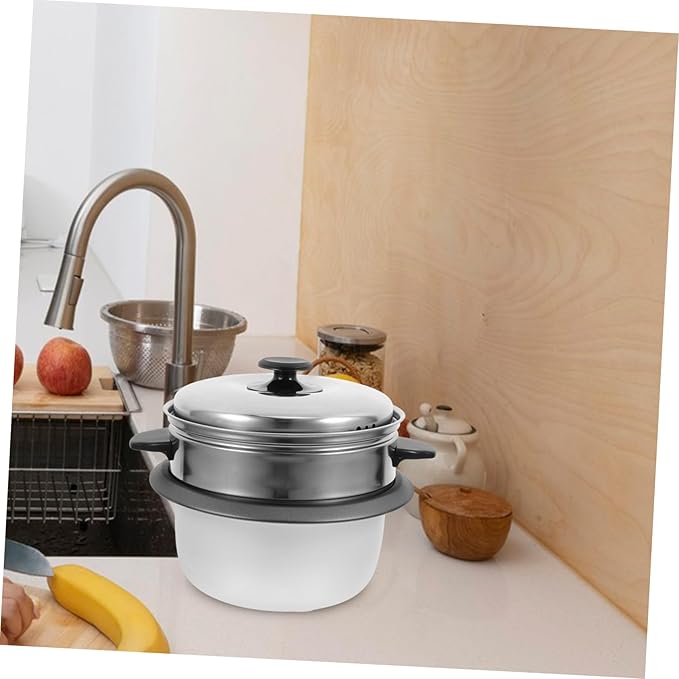 PRETYZOOM Non-stick Rice Cooker Inner Pot Capacity with Scale Design and Easy to Clean for Home and Dorm Cooking Includes Steamer Tray and Lid Random Style