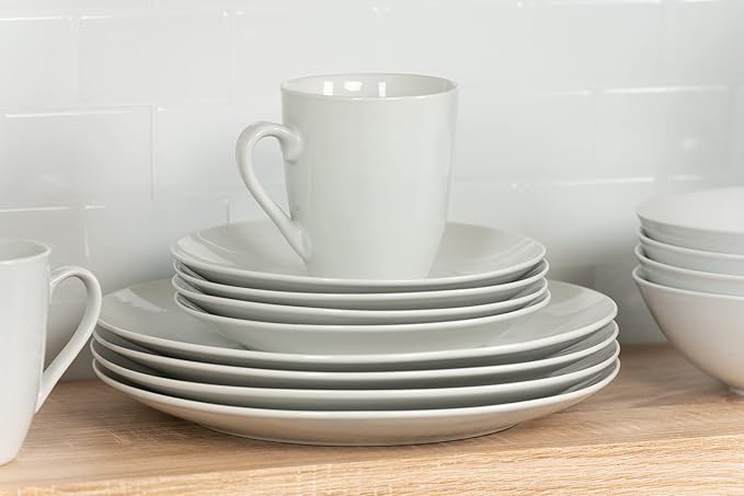 10 Strawberry Street Simply Coupe 16 Piece Dinnerware Set White - SM-1600-CP-SW
