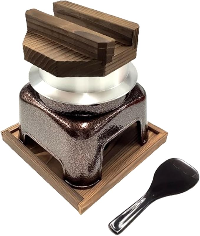 Endoshoji TKG AMZ3001 Tabletop Rice Pot Aluminum Fluorine Processed Pot Set of 1 Oxidized Copper Non-sticking Delicious and Easy to Cook Rice Width 7.7 x 7.7 x 8.5 inches (195 x 195 x 215 mm