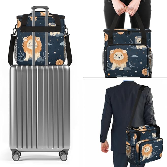 Cute Lion Coffee Maker Carrying Bag Cartoon Lion Travel Storage Bag Compatible with K-Mini or K-Mini Plus Single Serve Coffee Brewer Carrying Case with Multiple Pockets &amp Shoulder Strap
