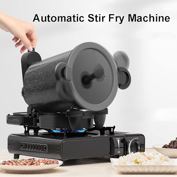Automatic Cooker 360° Rotation Fry Machine for Home Use Outdoors Camping Travel Cooking Multi-Functional Fry PanRed
