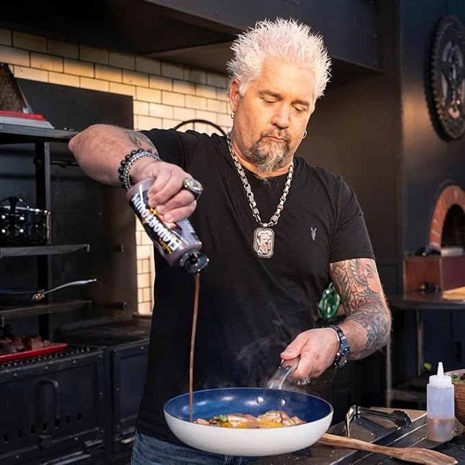 Guy Fieri's Flavortown 2-Piece Ceramic Cookware Set Nonstick Frying Pan Set 10 and 12 Easy-Clean Kitchen Cookware Made without PFAS PTFE PFOA Induction Compatible Dishwasher Safe Blue &amp Wh