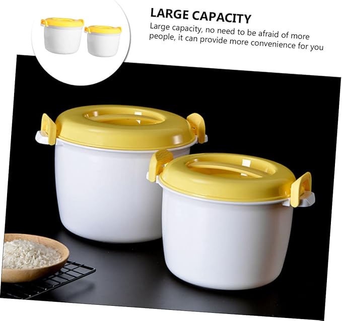 2pcs Microwave Rice Cooker Set Cup Capacity Easy to Use for Home Office Travel
