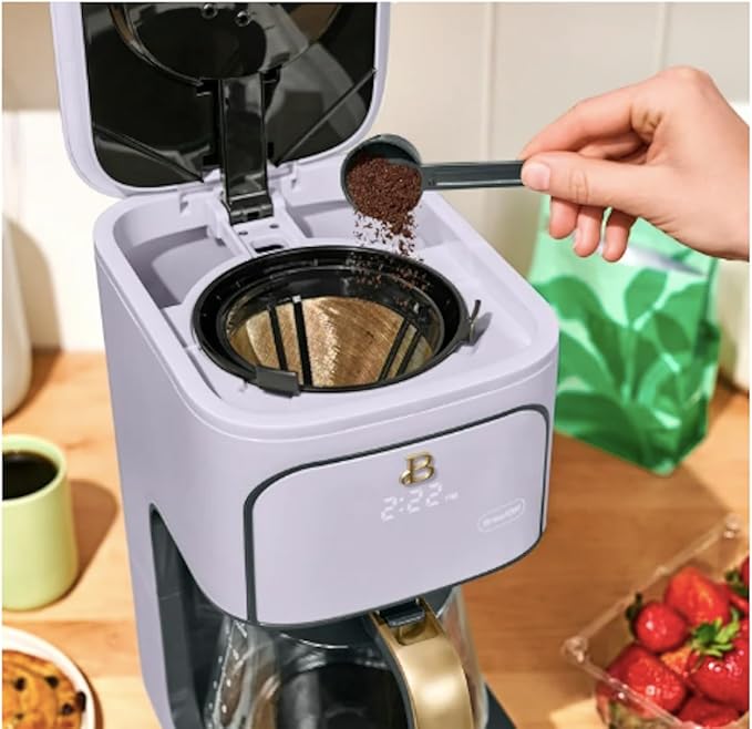 12-Cup Programmable Coffee Maker with Touch Display – 24-Hour Auto Brew Bold Strength Control Glass Carafe Reusable Filter Auto Shut-Off ~ Lavender
