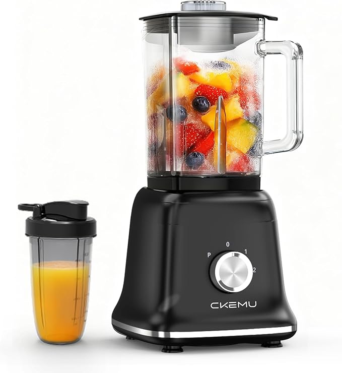 Professional Blender For Smoothies 58 Oz Glass Jar Glass Blender Including Puree &amp Crush Ice Functions 750 Watts (Black)