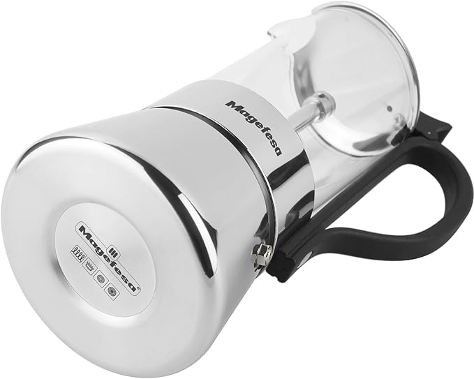 MAGEFESA Guinea Italian Coffee Maker for 4 Cups 200 ml Stainless Steel and Glass Modern Style Induction All Hob Types Ergonomic Handle