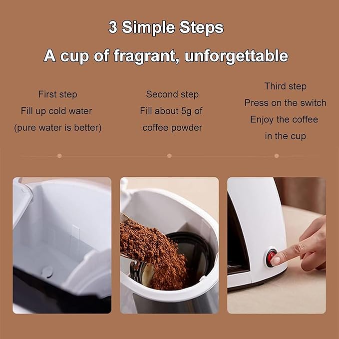 Electric Coffee Machine Semi-automatic Drip Type Electric Tea Kettle with Ceramic Cup 300ml Capacity Steam Extraction Anti-Dry Burn for Office Home Use