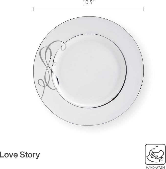 Mikasa Love Story Platinum Banded Dinner Plates Set of 4