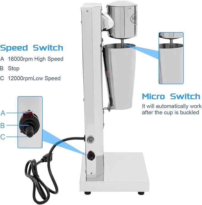 180W Milkshake Maker Drink Malt Mixer Shake Machine Frozen Smoothie Soft Ice Cream Maker Blender Stainless Milk Single Head