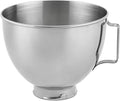 Compatible for KitchenAid Home 304 Stainless Steel Chef Machine Accessories Mixing Bucket Basin 5QT Thickened Mixing Bowl Kitchen Auxiliary Mixer Accessories Equipped with A Flat Handle(B6)