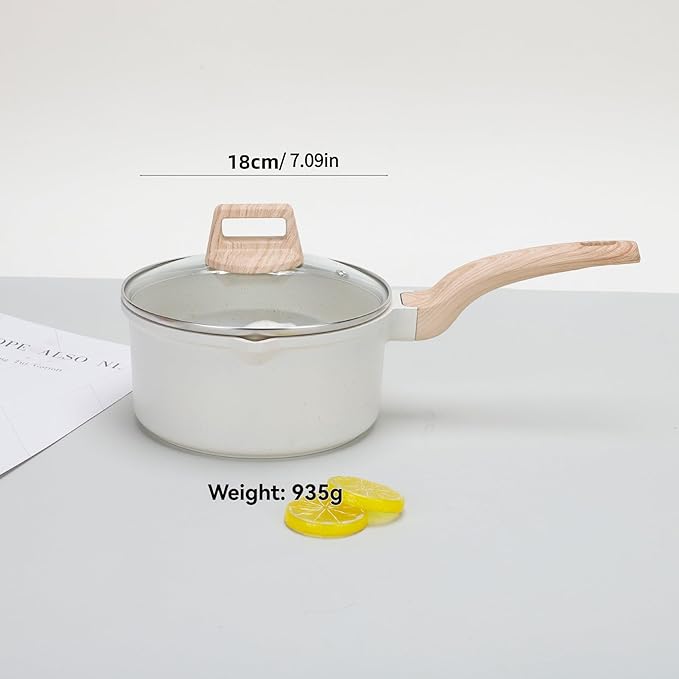 Cookware Sets-Coated Nonstick Cookware Set Induction &amp Gas Stove Compatible (milk pot + glass lid 7.09in)