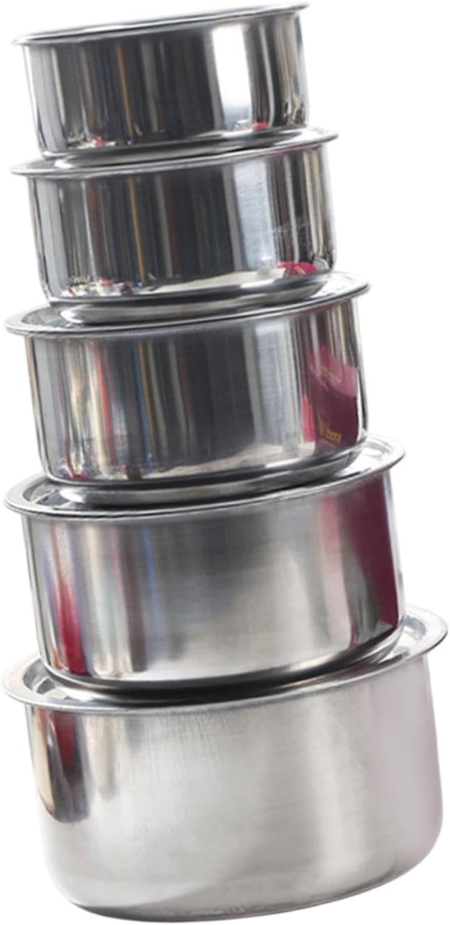 5Pcs Stainless Steel Sauce Pots with Lid Professional Cooking Tools Cookware Kitchen Accessories Kitchenware Stew Pot Set Style A