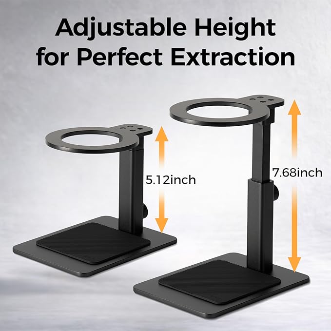 IKAPE Adjustable Portable Coffee Maker Stand Aluminum Alloy Universal Coffee Machine Holder with Anti-Slip Base Height Adjustable 13–19.5cm for Home Office &amp Camping