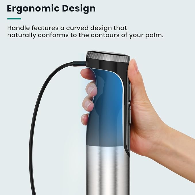 1800W Immersion Blender Handheld 4-in-1 Hand Blender Stick for Ice Crushing Smoothie Baby Food Soup 8 Speed Hand Mixer Turbo Boost Stainless Steel Blade with Whisk Chopper Beaker