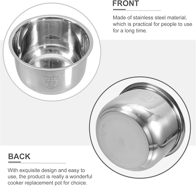 Stainless Steel Rice Cooker Liner Liner Cooking Pot Rice Cooker Parts Inner Pot Accessories (2L)
