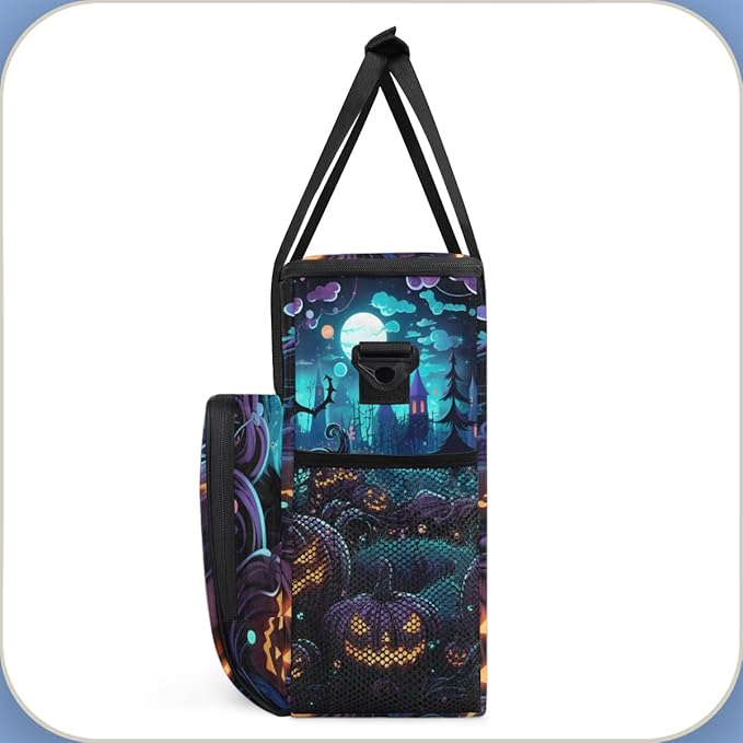Moon Castle Halloween Pumpkin Coffee Maker Carrying Bag Travel Storage Bag Compatible with K-Mini or K-Mini Plus Single Serve Coffee Brewer Carrying Case with Multiple Pockets &amp Shoulder Strap