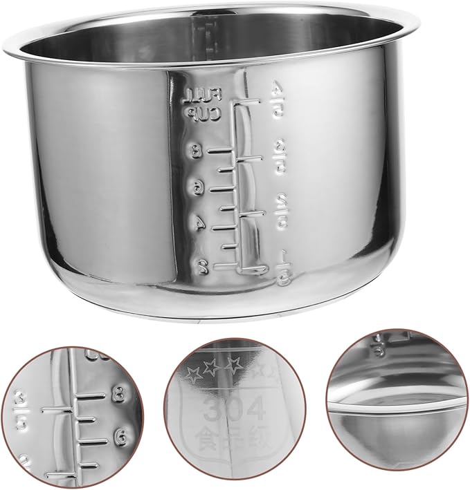 BESPORTBLE Stainless Steel Rice Pressure Cooker - 10 Cup Cooker Liner Container Ceramics Thicken