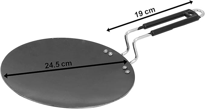 Theglobalstore stainless Steel Iron Tawa Black Kitchen Essentials Cookware Chapati Tawa 1 Piece