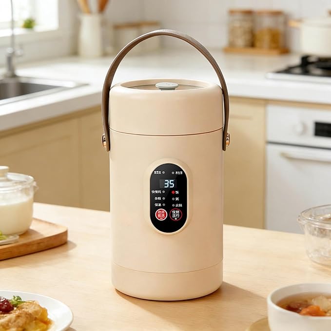 Multifunctional Health Pot Portable 500W Health Pot with Ceramic Glaze Inner Pot &amp Steamer 12-Hour Preset Slow Cooker for Rice Porridge Soup Steaming (B-1.6L-Light pink)