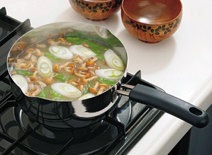 Shimomura Planning 34549 One-Handed Pot Set of 2 6.3 inches (16 cm) 7.1 inches (18 cm) Made in Japan Direct Fire Induction Compatible Comes with Spout Markings Multi-Purpose Yukihira Pot