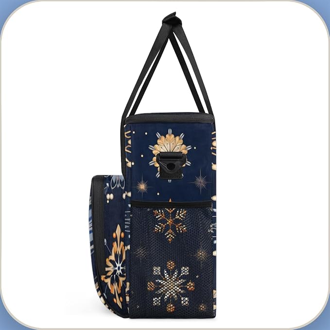 Christmas Snowflakes Coffee Maker Carrying Bag Oil Painting Snowflakes Travel Storage Bag Compatible with K-Mini or K-Mini Plus Single Serve Coffee Brewer Carrying Case with Pockets &amp Shoulder S