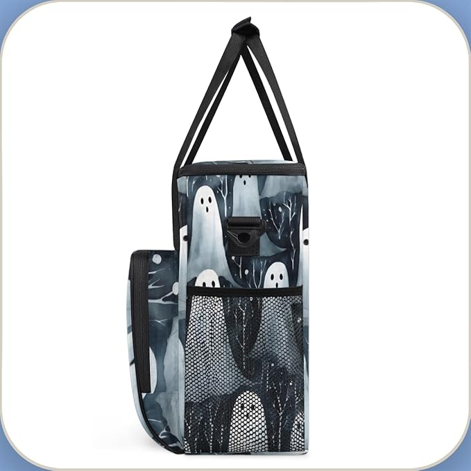 Halloween Ghosts Coffee Maker Carrying Bag Modern Ghosts Travel Storage Bag Compatible with K-Mini or K-Mini Plus Single Serve Coffee Brewer Carrying Case with Multiple Pockets &amp Shoulder Strap