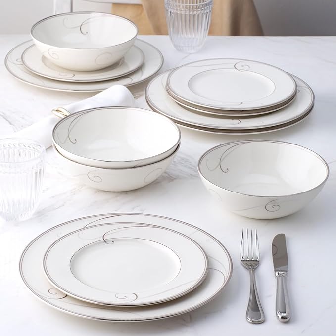 Noritake Platinum Wave 12-Piece Set in White Large