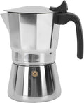 Pssopp Italian Coffee Machine 304 Stainless Steel Easy Extraction Stunning Octagonal Design Stovetop Coffee Maker for Travel Kitchen (6 Cups 300ML)
