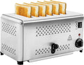 6 Slice Toaster 1650W Stainless Steel Bread Baking Machine Commercial Countertop Toaster for Kitchen Home Restaurant Bakery