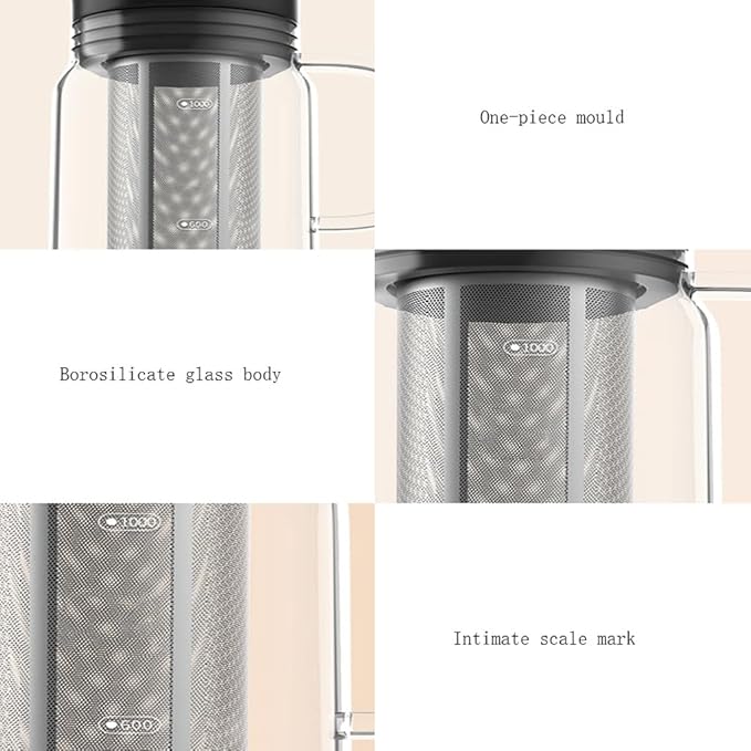 Cold Brew Coffee Maker with Intimate Scale Mark for Home Office Iced Coffee Maker 45.7oz Fits Most Refrigerator Coffee Pots