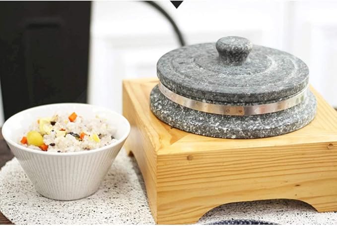 Jangsoo Gopdol Natural Giblet Pot Dolsot Pot with Stone Lid for Nutrition Rice Steamer (Large 7 X 3.5 inch)